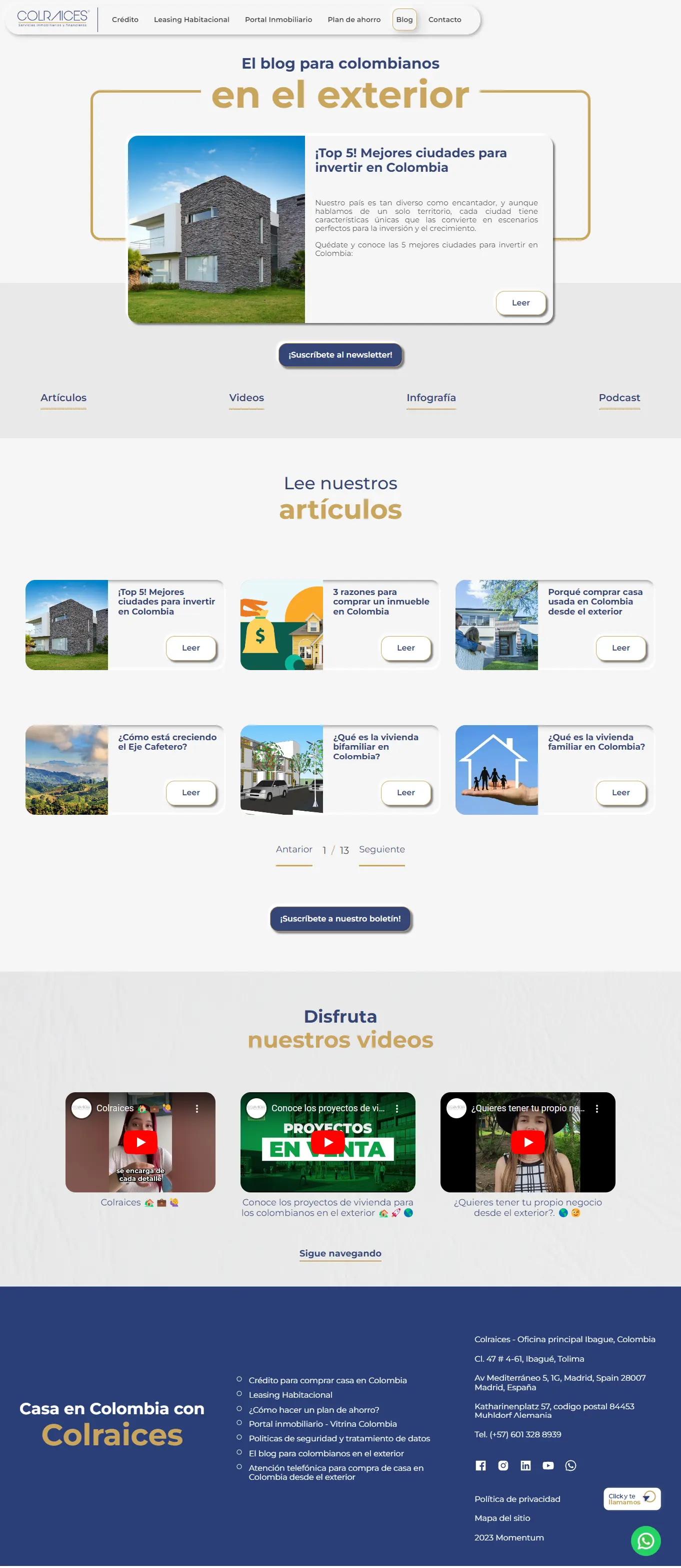 Sitio web Colraices